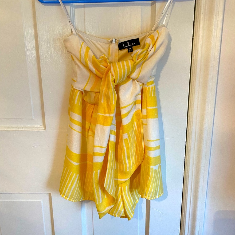 Yellow strapless romper